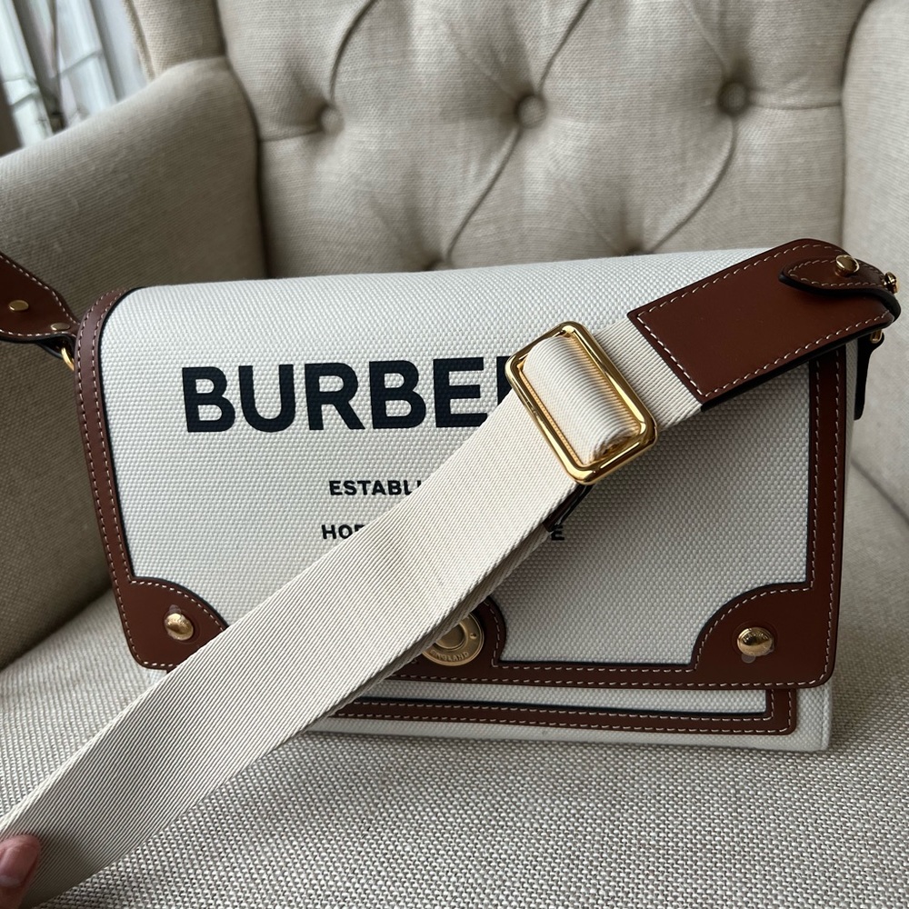 Authentic Brand New Burberry note horseferry print canvas& leather crossbody bag - Picture 7 of 12